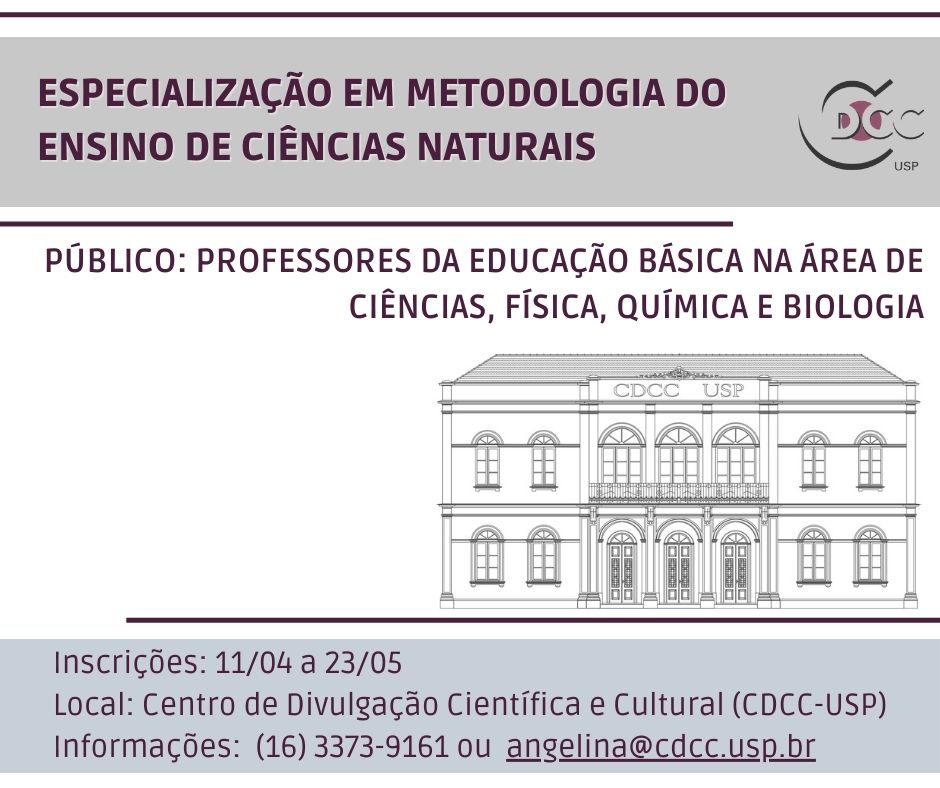 Você está visualizando atualmente Curso de Especialização em Metodologia do Ensino de Ciências Naturais tem última semana de inscrições