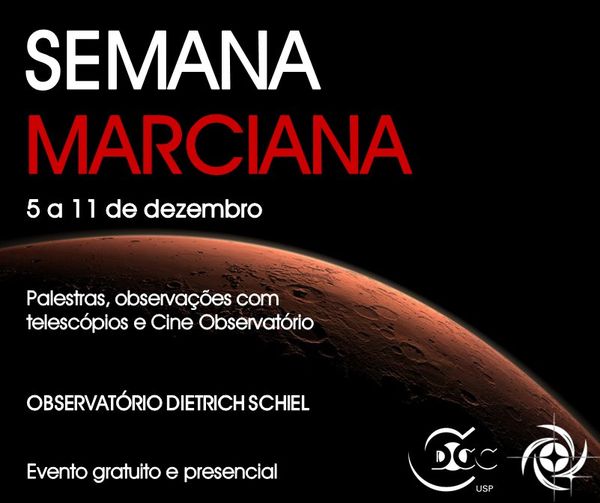 Você está visualizando atualmente Observatório do CDCC-USP promove a “Semana Marciana” de 5 a 11 de dezembro